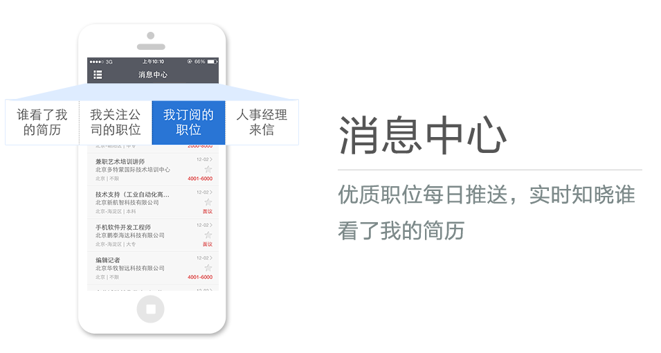 優(yōu)質(zhì)職位每日推送，實(shí)時(shí)知曉誰(shuí)看了我的簡(jiǎn)歷